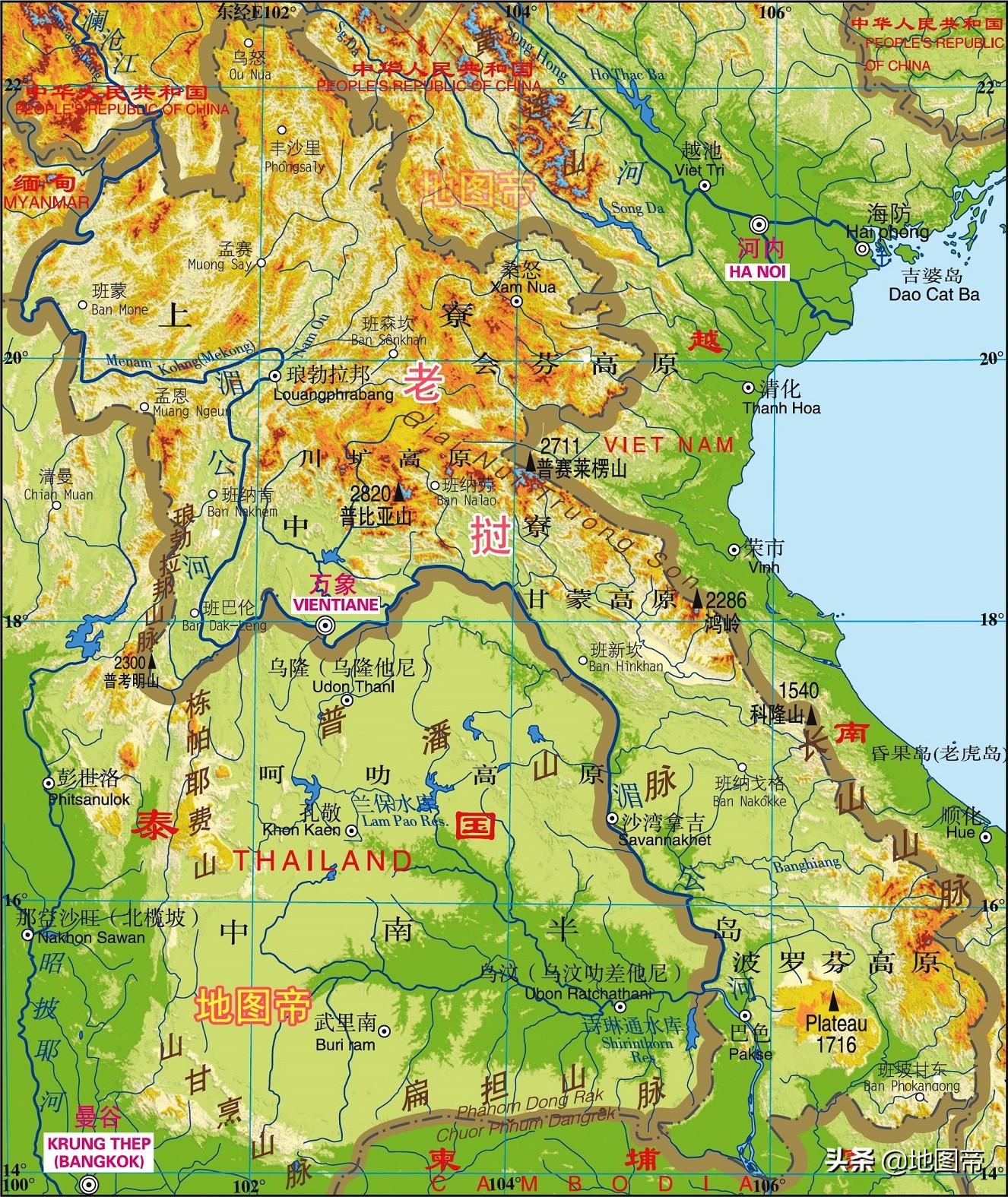 中南半岛地势图片